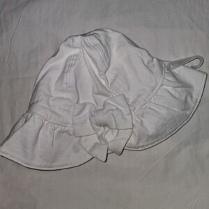 Gymboree Baby Girls White Cotton Sun Hat Bow Detail Ruffle Brim‎ 6-12 Months